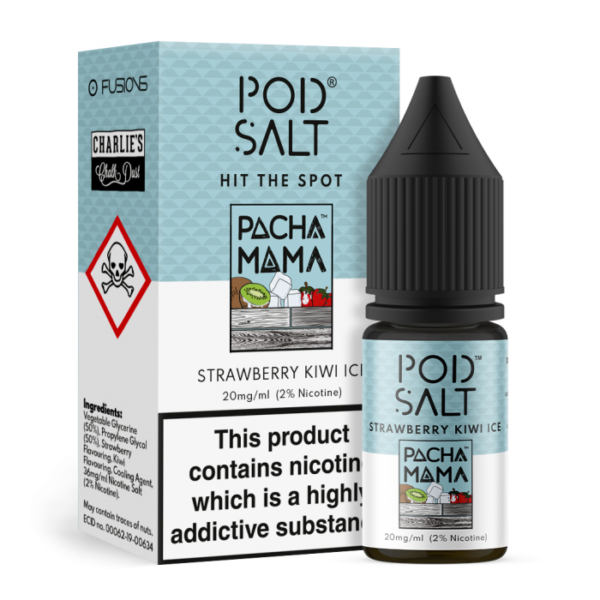 Pod Salt Charlies Chalk Dust Pacha Mama Strawberry Kiwi Ice Nic Salt E-Liquid