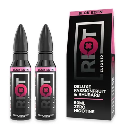 Product Image Of Deluxe Passionfruit &Amp; Rhubarb (Twin Pack) 50Ml Shortfill E-Liquid By Riot Squad Black Edition