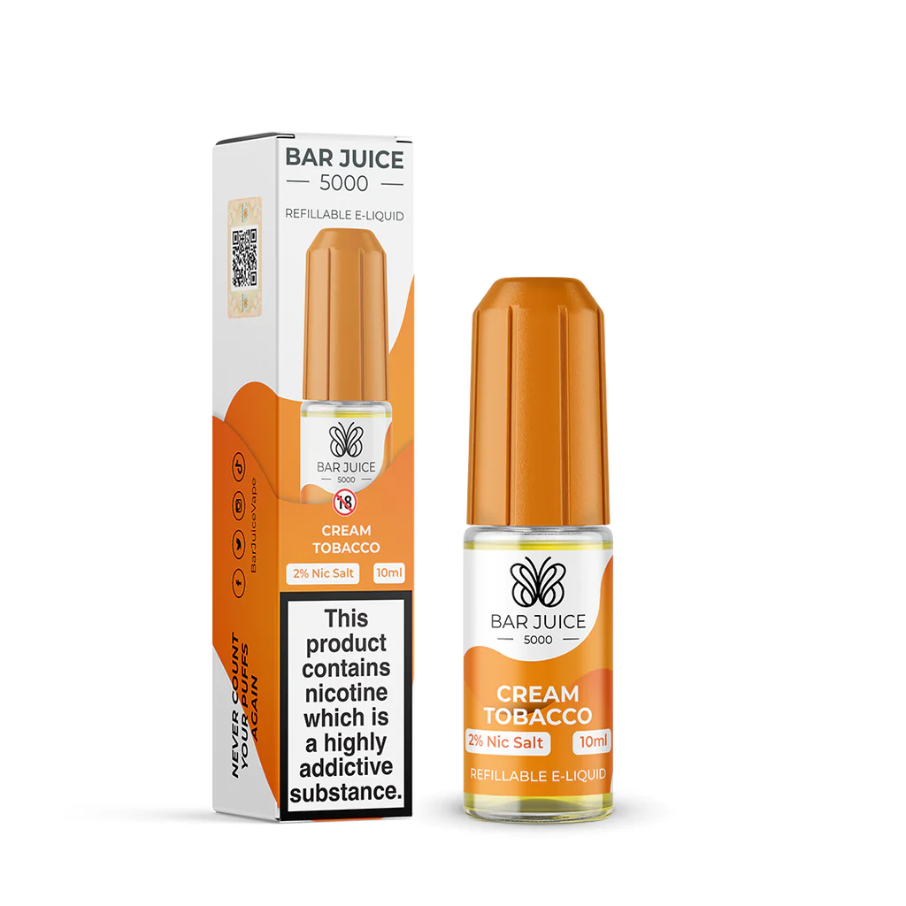 Product Image Of Cream Tobacco Nic Salt E-Liquid By Bar Juice 5000
