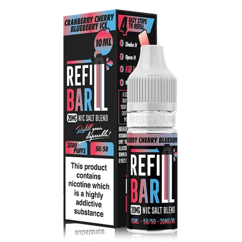 Product Image Of Cranberry Cherry Blueberry Ice Nic Salt E-Liquid By Refill Bar