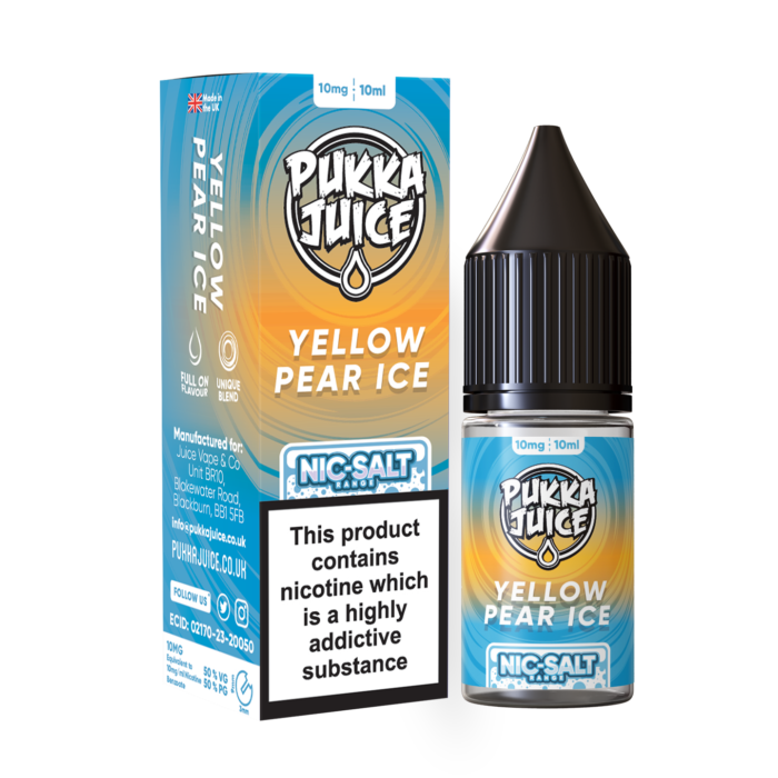 Product Image Of Yellow Pear Ice Nic Salt E-Liquid By Pukka Juice